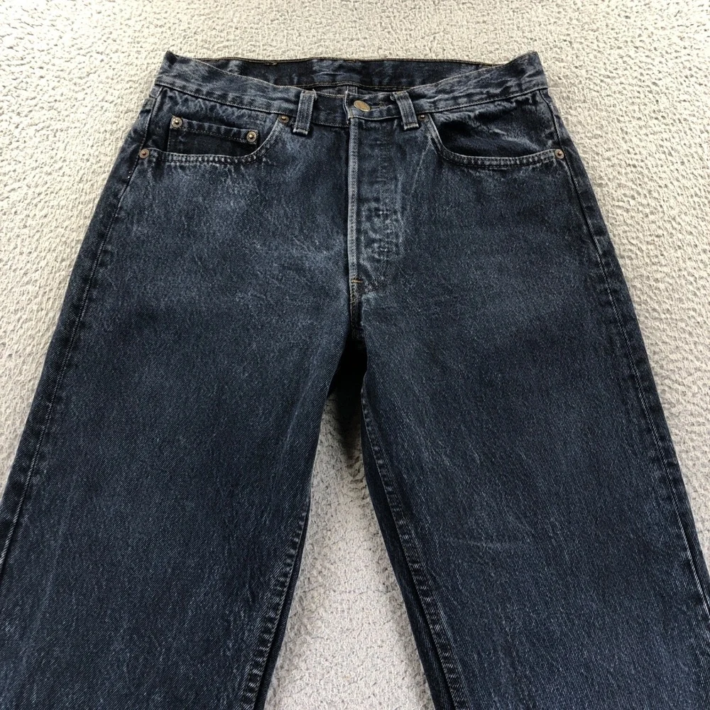 Vtg Levis Jeans Mens 31x34 501 Blue Button Fly Straight Dark Wash Made In USA